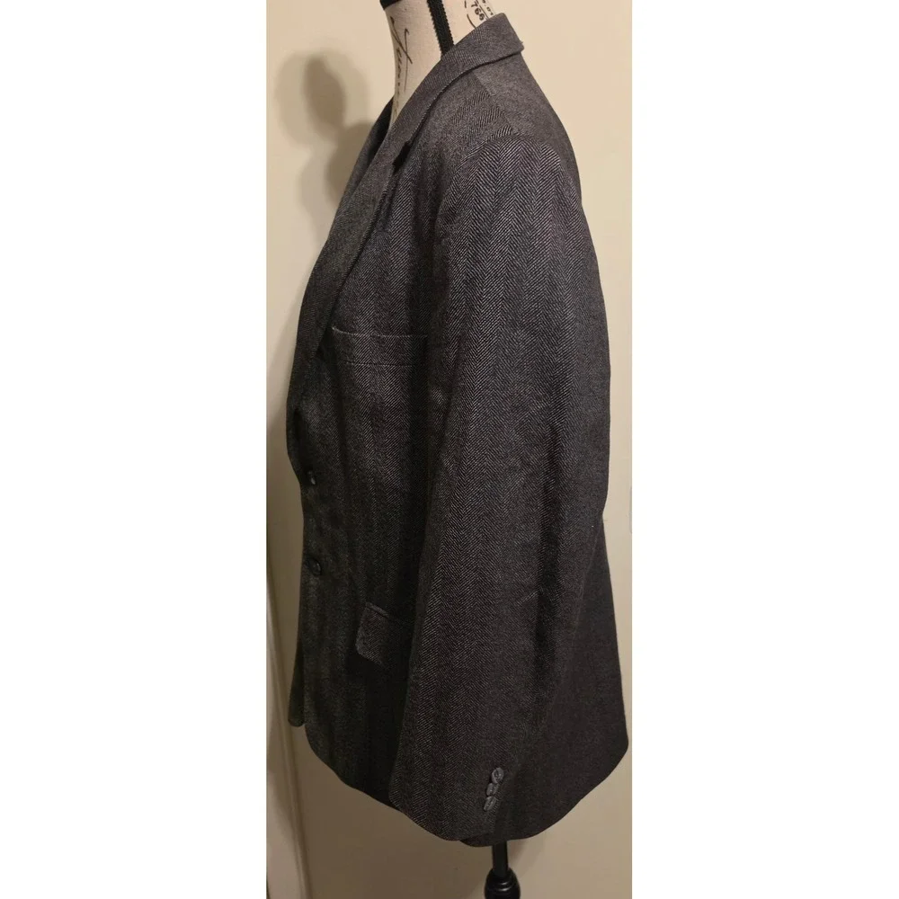 Rudolf Valentina Boutique Grey Herringbone Blazer Sport Coat 2 Button Jacket 44